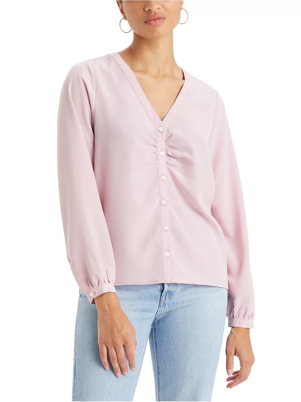 Levis NWT Pink Floral Zenda Blouse with Rouched Bust Detailing Size XXL